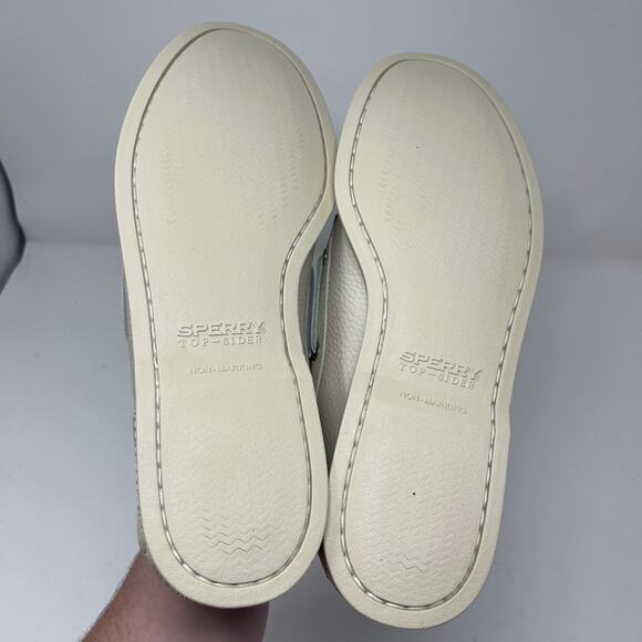 New Sperry Authentic Original Ice white Leathef Boat Shoe sz 11 - Picture 3 of 5